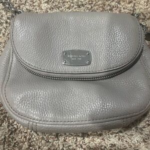 Michael Kors half dome grey leather crossbody purse. (Lightly used)